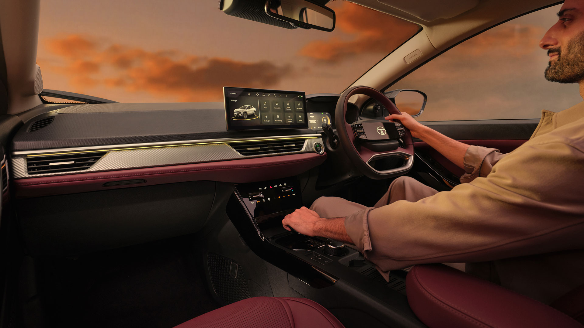 Tata Curvv ICE Series X interior — Sculpted cockpit